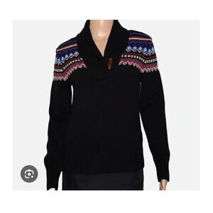 🖤 VTG Lauren Ralph Lauren Fair Isle Shawl Collar Sweater – 1X – Cozy Classic